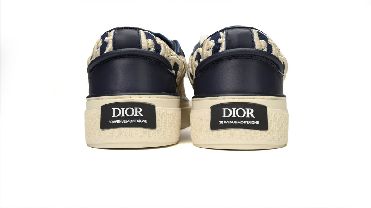 Dior B33 Nvy Blue Smooth Calfskin Oblique Raised Embroidery