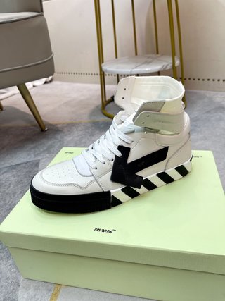 OFF-WHITE VULCANIZED HI TOP WHITE BLACK